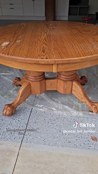 Replying to @bodaijewels I inherited this beautiful claw foot dining room table from my Grandparents. This table was the centerpiece of their lives. So many family dinners and conversations were had at this table. I think they'd love that this table gets to live on in our home and we can make new memories! After stripping all the old stain off, I discovered this beautiful oak underneath it. I sanded it all down and decided to do a paintwash to tone down the yellow. It did the trick! I then added