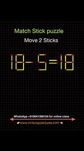 Move Exactly two match sticks to make this correct Equation #matchsticks #puzzles #puzzlechallenge #sticks #matchstickpuzzle #ssccgl #mritunjaylectures #puzzleaddict #puzzleaddiction | Mritunjay Lectures