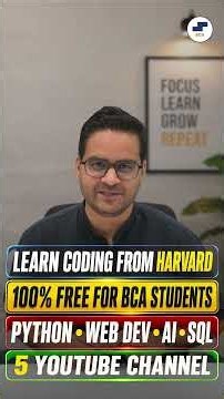 5 Best YouTube Channels for BCA Students 🔥 | Learn BCA for FREE #bca #bcacollege #coding #shorts