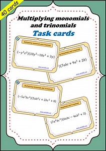 Multiplying monomials and trinomials - Task cards