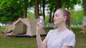 Diveblues Mini Handheld Fan, 30ft/s Portable Turbo Fan [12H Max Cooling], 4000mAh Personal Fan with LED Display, 3-in-1 Hand Held/Neck/Desk Fan for Travel, Cruise, Disney Essentials