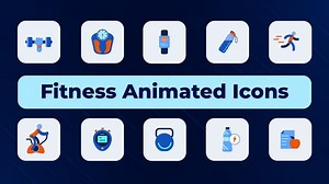 Flat Design Animated Fitness and Health Icons Pack