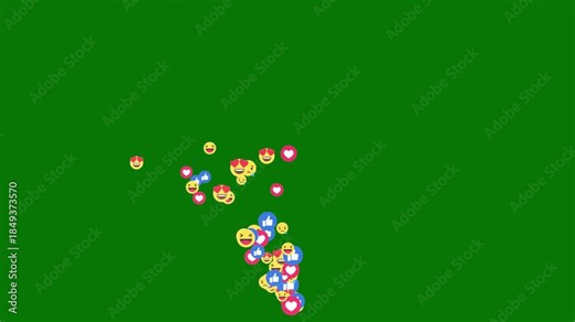 Live Style Emoji Flying Animation. Social Media Reaction Emojis. Floating Emoji Stream. 4K Motion Graphics