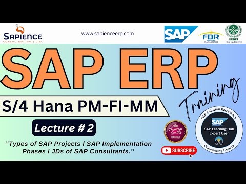 SAP S/4 Hana Lec.2 Types of SAP Projects l SAP Implementation Phases l JDs of SAP Consultants.