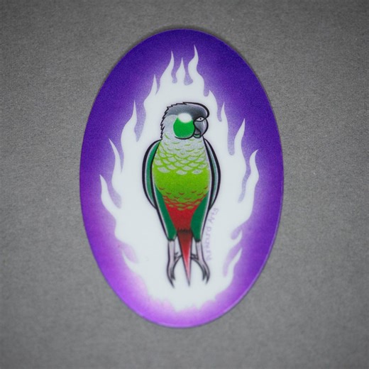 Evil Unleashed Green Cheek Conure Bird Holographic Sticker - Etsy