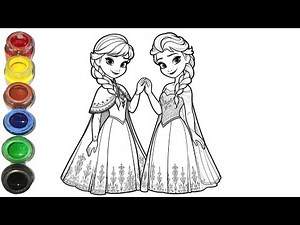 How To Draw Elsa and Anna Frozen Drawing, Painting and Coloring For Kids and Toddlers | Let's Draw