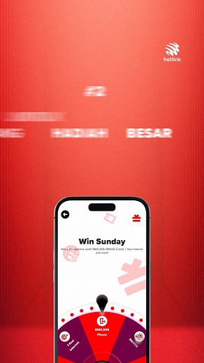 🥳 Pasti mampu menang besar setiap Ahad! Hotlink nak belanja you guys untuk make sure korang pasti mampu menang setiap Ahad. Korang ada chance untuk menang telefon bernilai RM5,999, RM500 Top up & banyak lagi!* ⏰ Letak reminder, standby untuk spin on the Hotlink app. Spin now! : https://www.hotlink.my/TPtF *Tertakluk pada terma & syarat #PastiMampuMenangAhad | Hotlink