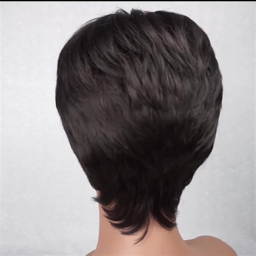 Natural Black Human Hair Shag Short Wig With Bangs 8in Customizable None-lace Wigs - Etsy