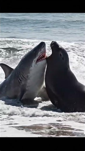 EPIC BATTLE: Giant Elephant Seal vs. Great White Shark! 🦈🔥 #Shorts