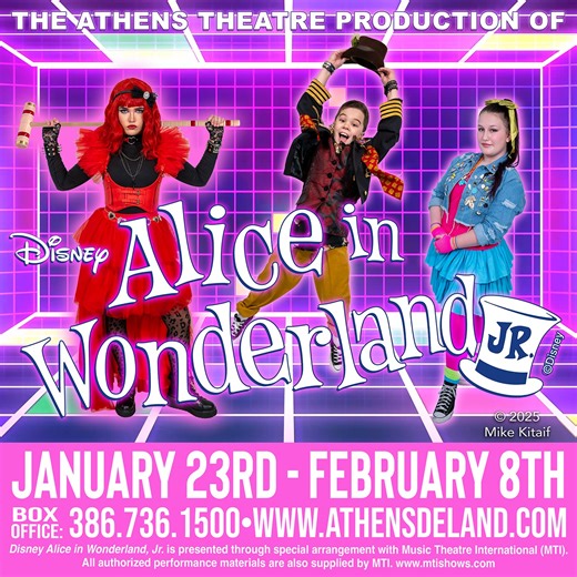 🎶🕺 𝗙𝗿𝗶𝗱𝗮𝘆, 𝗝𝗮𝗻𝘂𝗮𝗿𝘆 𝟮𝟯 — 𝗢𝗽𝗲𝗻𝗶𝗻𝗴 𝗡𝗶𝗴𝗵𝘁 𝗴𝗼𝗲𝘀 𝗳𝘂𝗹𝗹 ’𝟴𝟬𝘀! 🎭✨ We’re kicking off Disney's Alice In Wonderland, Jr.! with an ’𝟴𝟬𝘀 𝗢𝗽𝗲𝗻𝗶𝗻𝗴 𝗡𝗶𝗴𝗵𝘁 𝗣𝗮𝗿𝘁𝘆, and you’re invited to tumble down the rabbit hole in totally tubular style. Join us 𝗯𝗲𝗳𝗼𝗿𝗲 𝘁𝗵𝗲 𝘀𝗵𝗼𝘄 𝘀𝘁𝗮𝗿𝘁𝗶𝗻𝗴 𝗮𝘁 𝟲:𝟯𝟬 𝗣𝗠 for BIG TUNA Entertainment 𝘀𝗽𝗶𝗻𝗻𝗶𝗻𝗴 𝗮𝗹𝗹 𝘆𝗼𝘂𝗿 𝗳𝗮𝘃𝗼𝗿𝗶𝘁𝗲 ’𝟴𝟬𝘀 𝗵𝗶𝘁𝘀, then stay tuned for the curtain to rise at 𝟳:𝟯𝟬 �