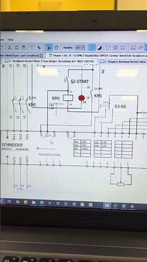 Menggambar Rangkaian kontrol motor 3 fasa dengan komunikasi IoT MQTT VSD-PLC dengan QElectroTech