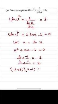 (ln x)² +2/(log e to the base x) =3 solve the logarithmic equation