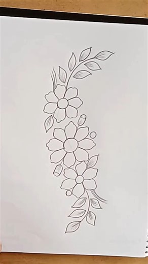how to draw floral design ✍️🌸🌸 flower border design drawing ✍️✍️