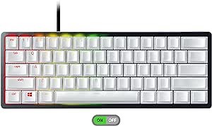 Razer Huntsman Mini 60% Gaming Keyboard + Phantom Keycap Upgrade Set Bundle: Classic Black/Liner Optical - White