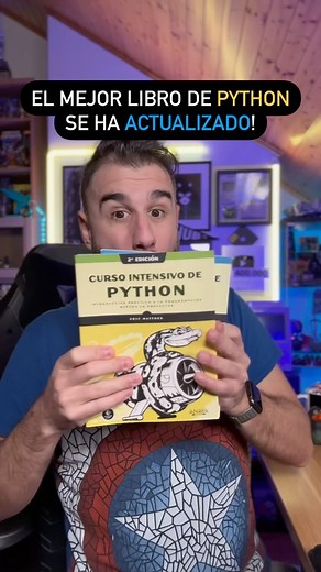 Brais Moure on Instagram: "El mejor libro para aprender Python se ha actualizado!  “Curso intensivo de Python (3 ed.) de Eric Matthes”  mouredev.link/libropython → En español → 550 hojas → Desde cero a avanzado → Teoría y proyectos → Fundamentos, testing, web, data, API, despliegue, Git... → Django, VSCode, pytest, pygame, Ploty, Matplotlib... → Físico y digital #programacion #programadores #python #libro"