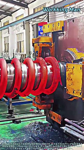 大型産業用スプリングを熱間成形する方法：驚きの巻付け技術 #worker #process #springmanufacturing #hotcoiling #metalforming