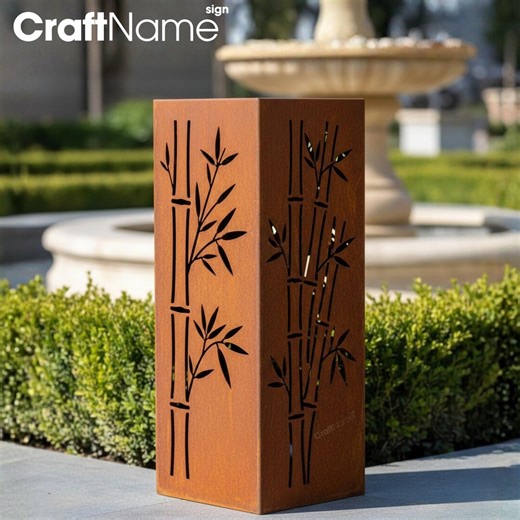 Rusty Metal Garden Column With Bamboo Cutouts, Outdoor Decor for Patio, Lawn or Backyard Spaces, Gift for Gardeners and Nature Lovers - Etsy