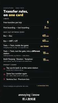 Singapore MRT & Bus Transfer Rules Explained (Tips for Tourists)