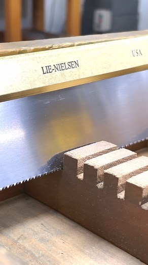 Lie-Nielsen Toolworks, Inc. on Instagram: "Making of a Lie-Nielsen Saw: Part 4 - Assembly & Test Cuts Before assembly, we test cut each saw blade using a temporary frame. We then install the blade into the brass back and attach the handle. The finished saw is test cut once more by a different person to ensure straight and precise cuts. #lienielsen #lienielsentoolworks #handtools #handsaws #backsaws #qualitytools #woodworkingtools #madeinmaine #madeinusa"