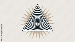 Motion graphic animated. Video of eye in the triangle, pyramid icon. The sign of the third all-seeing eye. Esoteric symbol of intuition. Conspiracy theory of masons illustration