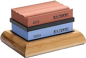 Razorri Wood Carving Sharpening Stone Kit - 400 & 1000 Grit Whetstone with Multiple Grooves - Waterstone Straightens and Repairs Whittling & Carving Knives, Chisels, and Gouges