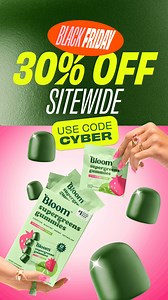 🚨 THE BLOOM BLACK FRIDAY SALE IS HERE 🚨 30% OFF sitewide, plus a free gift and surprise daily giveaways you don’t want to miss! Use code CYBER at checkout 🛒 | Bloom Nutrition
