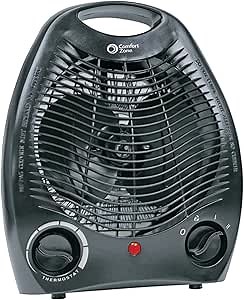 Comfort Zone CZ40BK 750/1,500-Watt Fan-Forced Electric Portable Space Heater with Adjustable Thermostat, Overheat Protection and Safety Tip-Over Switch, Black