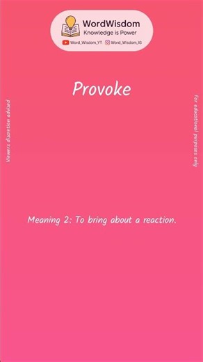What does "Provoke" mean? | English vocabulary shorts | #provoke #wordwisdom