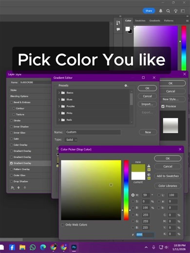 How to gradient text in photoshop (Easy Way) #shorts #tutorial #photoshop