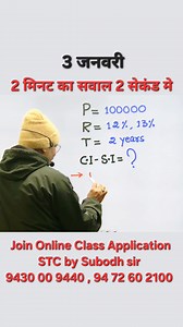Calculate the difference between the compound interest and simple interest for a principal of 100,000, with rates of 12% and 13% over a period of 2 years? | Subodh Kumar