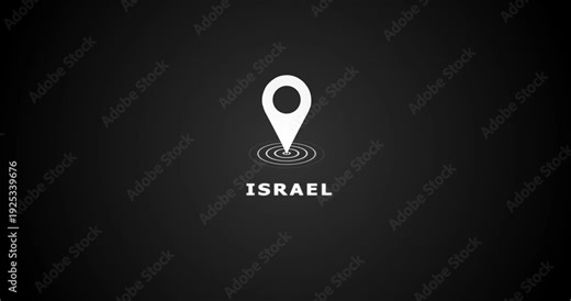 Israel country location pin animation 4K video. GPS navigation pointer concept for israel. GPS tracking map pointer icon with alpha channel and Black background