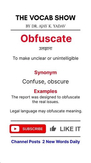 Obfuscate- The Vocab Show by Dr. Ajay K. Yadav || #learnvocab #englishvocab #motivation #vocab