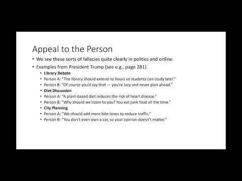 Critical Reasoning and Informal Fallacies: Ad Hominem and Tu Quoque Fallacies