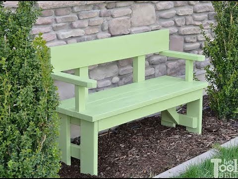 DIY Outdoor Wood Bench with Back and Arm Rests