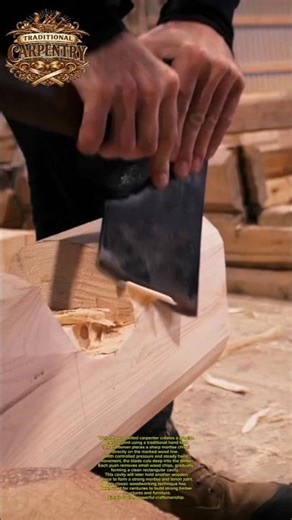 Traditional Timber Mortise Chisel Technique 🔨 #Woodworking #Carpentry #HandTools