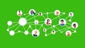 Social network concept animation. Connected people avatars....