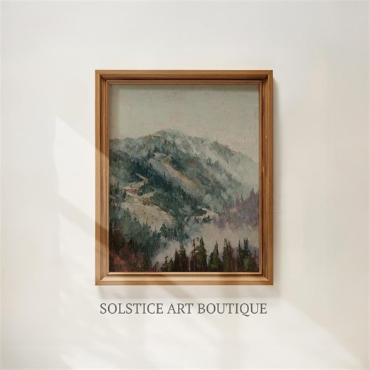 Boho Abstract Mountains and Forest Art | Tonal Landscape Vintage Painting | Neutral Tones | PRINTABLE Digital Wall Art - Etsy