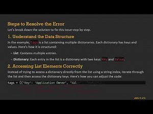 Resolving the list indices must be integers or slices, not str Error in Python