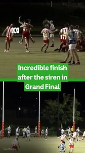 Never celebrate too early, hey … 🤦 A local grand final has been decided with the ultimate price, as players and fans stormed the field, before an after-the-siren shot on goal altered the ending to the script. 🏆🏉 Hear every AFL game live and ad-free on the ABC listen app: https://ab.co/41HDz8B 🎥 Official AFLQ | ABC Sport