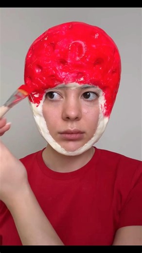 Strawberry 🍓 Makeup😱💄#shorts #makeup #tiktok #doll #labubu #strawberry #bts #asmr #korean #skincare
