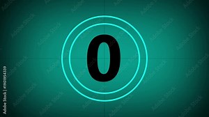 Vintage film countdown leader from 5 to 0 with retro cinema timer look. 5 second Countdown old film movie style. digital timer, Clock and watch.