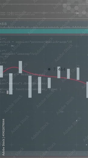 Vertical video: Live data driving candles chart update bars dipping then rising markers show values