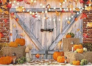 SJOLOON Thanksgiving Day Backdrop Pumpkin Harvest Photo Backdrop Autumn Backdrop for Thanksgiving Day Party Decoration Portrait 12457 (7x5FT)