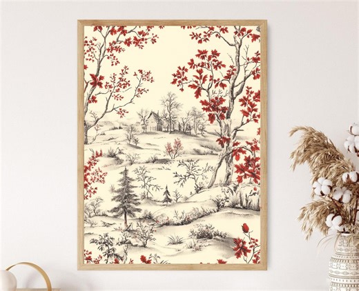 Vintage Toile De Jouy Print: French Floral Wall Art - Etsy