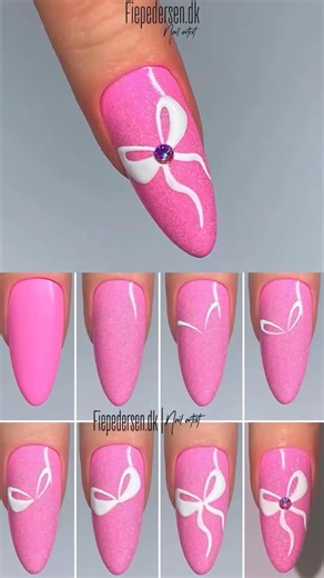 ✨ Bow Nail Art by @fiepedersen.dk — step by step inspiration 🎀 This design looks delicate, clean and super elegant — and the best part is how simple the process actually is. On top you’ll see the full mini tutorial, and below — clear step-by-step frames to help you repeat it easily. Perfect idea if you love minimal details with a soft, feminine vibe 💗 Save it for later and try it in your next set! ⸻ #nailtutorial #nailarttutorial #bownails #pinknails #nailinspo #naildesignideas #nailartinspo #