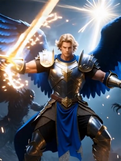 Not All Angels Come in Peace. Archangel Michael in action: arrival, battle, and triumph. Cinematic AI vision of heaven’s warrior in blue armor and wings. #ArchangelMichael #HeavenlyWarrior #Angels #CinematicAI #DivineLight #SpiritualTok