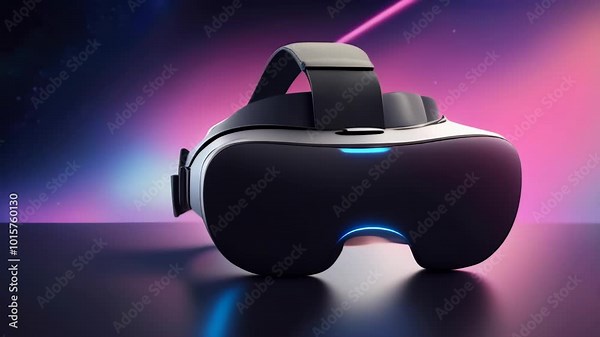 Exploring immersive virtual reality technology with innovative headset setup in a modern gaming environment