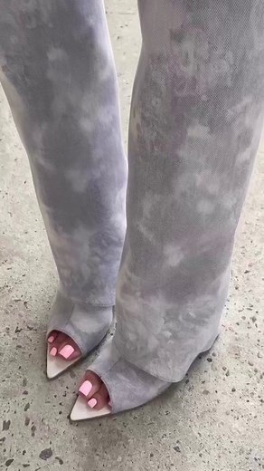 29K views · 195 reactions | With a peep-toe design, acid gray washed denim and trendy pant-over-boot style, these Comino denim boots by @icequeendesign are priced at €238 ($261 estimated). Hot! Or Hmm…? * #icequeendesign #bombaccessories #fashionbombdaily  @icequeendesign Blogged by @limo_x | Fashion Bomb Daily | Facebook