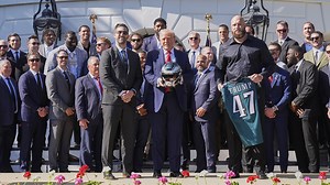 President Trump celebrates Eagles' Super Bowl victory at White House; Jalen Hurts skips ceremony