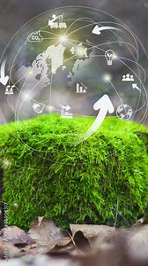 Environmental technology concept , green energy innovations, green technology, Green nature background Reduce CO2 emission concept. Digital icons. Vertical corporate video Stock Video